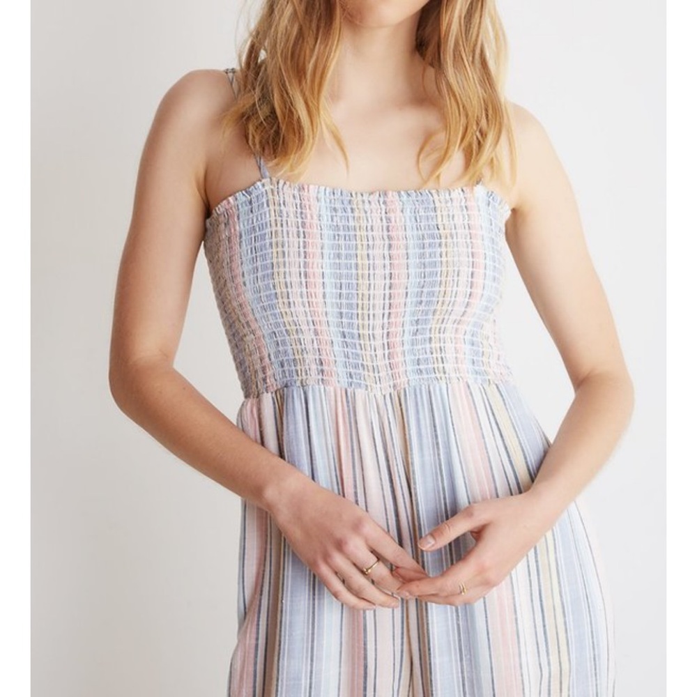 Bella Dahl Smocked Multi Stripe Jumpsuit